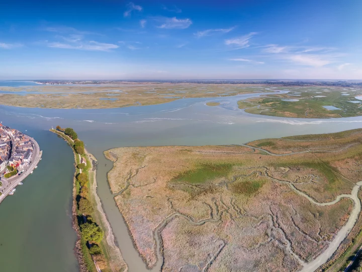 Vue aérienne de la Baie de Somme, France.