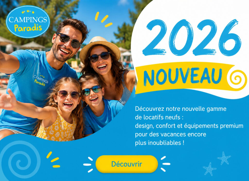 Famille souriante au camping Campings Paradis en 2026.